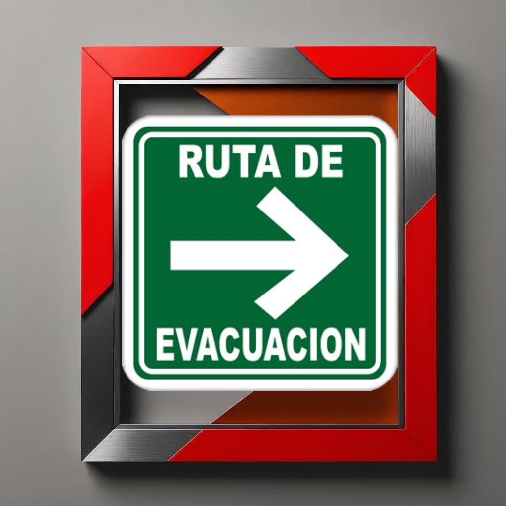 Calcomania para seguridad  "ruta de evacuacion"