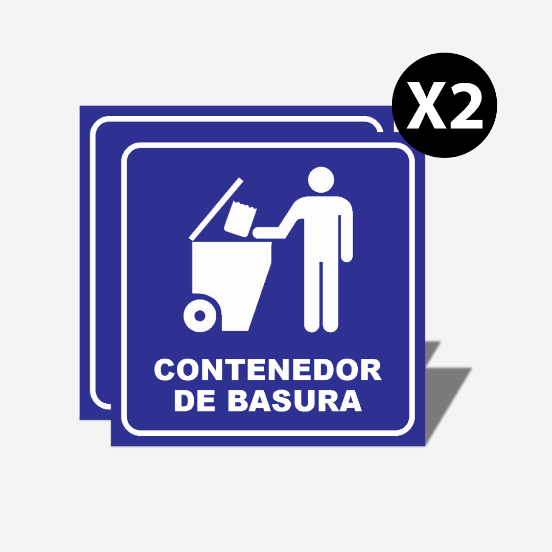 2 Señales GRANDES de "Contenedor de Basura" | Señalética Protección Civil