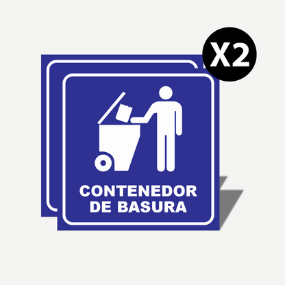 2 Señales GRANDES de "Contenedor de Basura" | Señalética Protección Civil