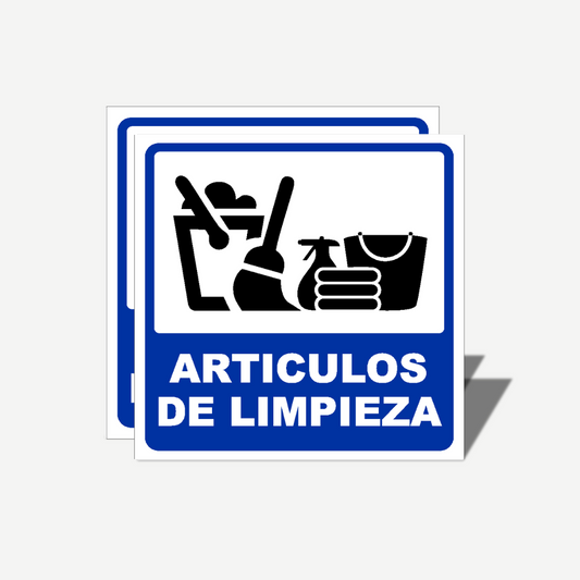 2 Señales GRANDES de "Articulos De Limpieza" | Señalética Protección Civil
