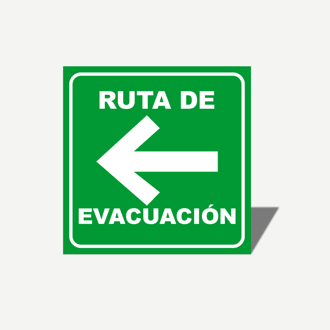 2 Señales GRANDES de Ruta de Evacuación (Izquierda) | Señalética Protección Civil