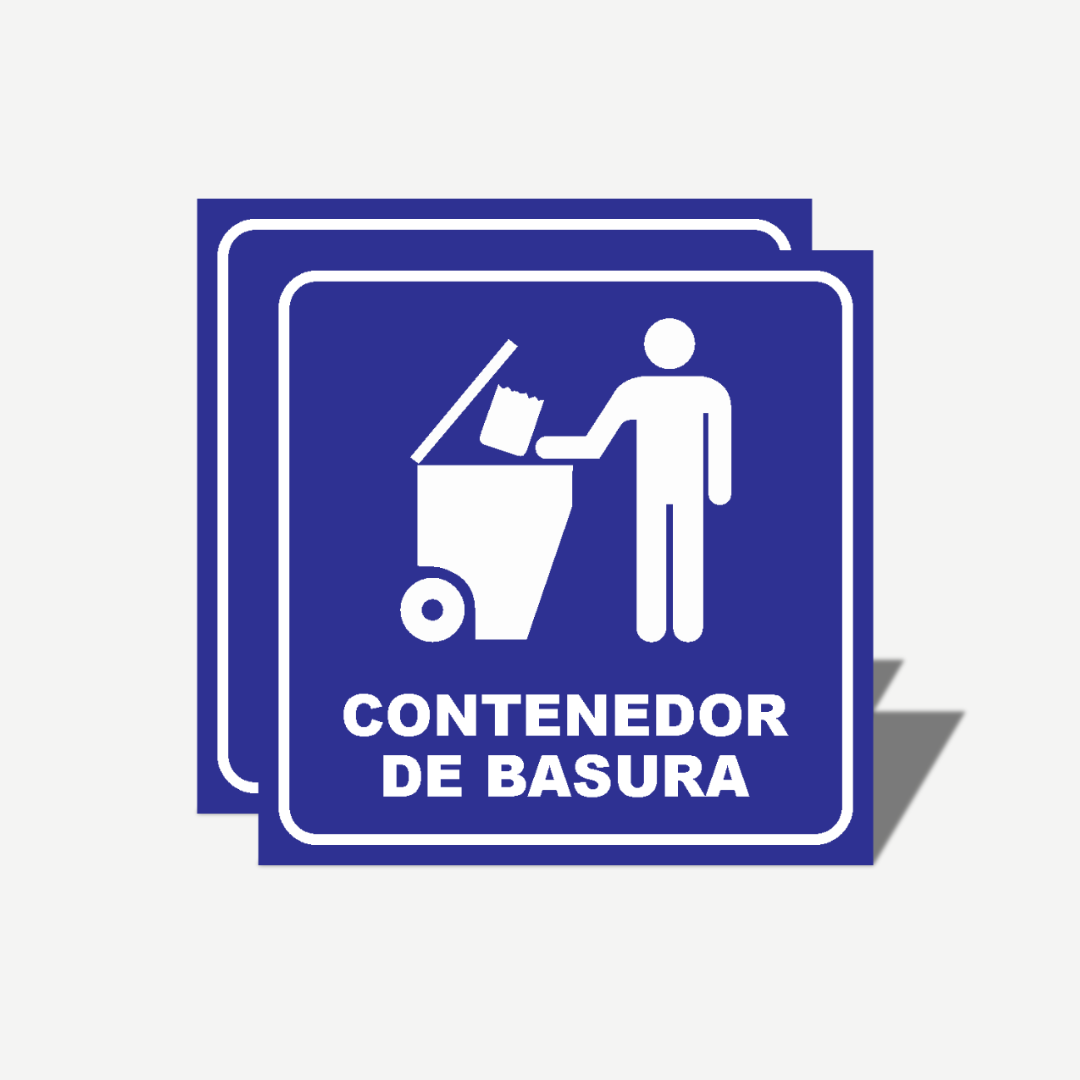 2 Señales GRANDES de "Contenedor de Basura" | Señalética Protección Civil