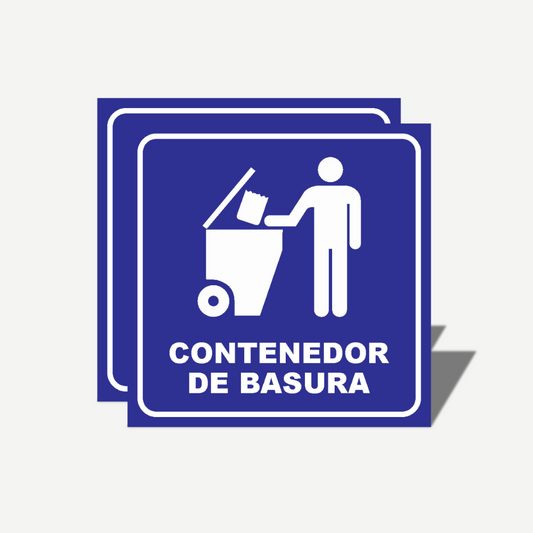2 Señales GRANDES de "Contenedor de Basura" | Señalética Protección Civil