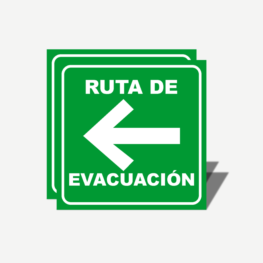 2 Señales GRANDES de Ruta de Evacuación (Izquierda) | Señalética Protección Civil