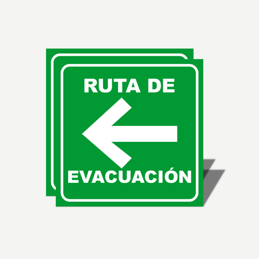 2 Señales GRANDES de Ruta de Evacuación (Izquierda) | Señalética Protección Civil